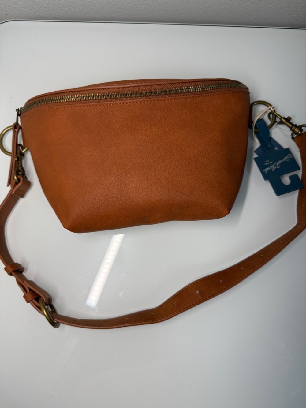 NEW Brown Vegan Leather Crossbody Belt Bag